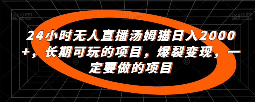 24小时无人直播汤姆猫日入2000+，长期可玩的项目，爆裂变现，一定要做的项目【揭秘】-副业资源站 | 数域行者