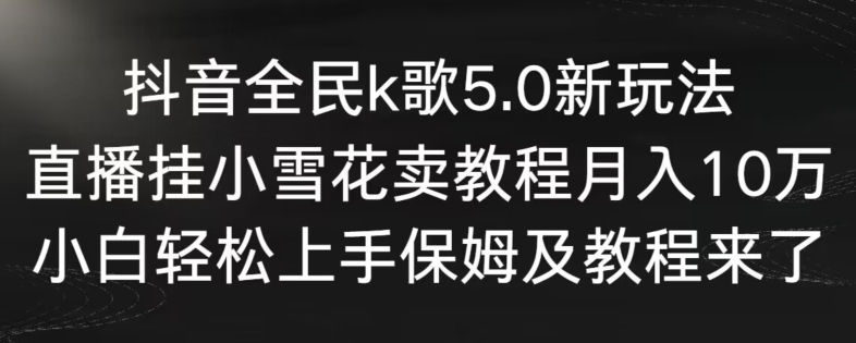 抖音全民k歌5.0新玩法，直播挂小雪花卖教程月入10万，小白轻松上手，保姆及教程来了【揭秘】-副业资源站 | 数域行者