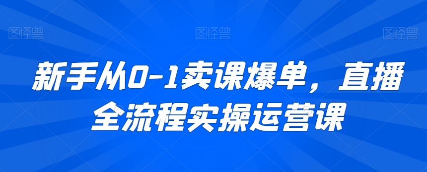 新手从0-1卖课爆单，直播全流程实操运营课-副业资源站 | 数域行者