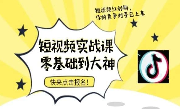 短视频零基础落地实操训练营，短视频实战课零基础到大神-副业资源站 | 数域行者