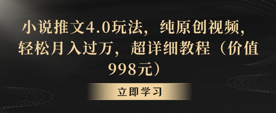 小说推文4.0玩法，纯原创视频，轻松月入过万，超详细教程（价值998元）【揭秘】-副业资源站 | 数域行者