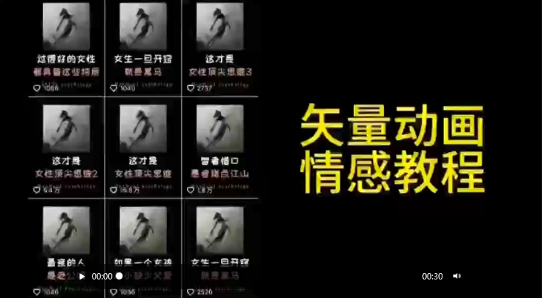 矢量动画情感教程：高点赞涨粉，适合情感、思维、创业教育等赛道-副业资源站 | 数域行者