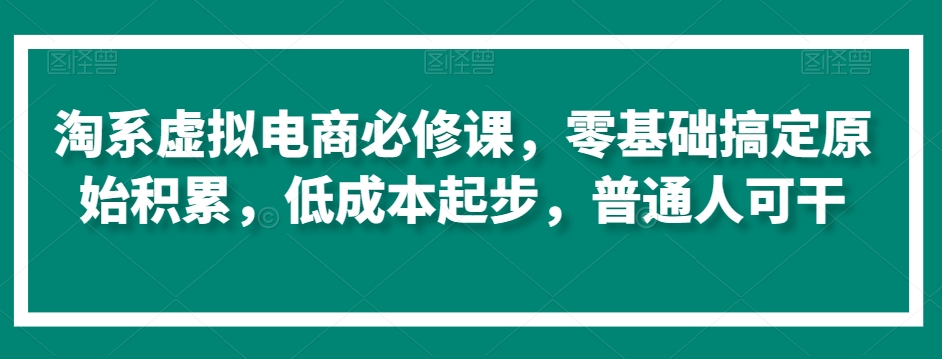 淘系虚拟电商必修课，零基础搞定原始积累，低成本起步，普通人可干-副业资源站 | 数域行者