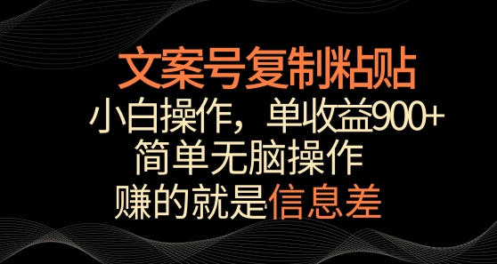 文案号掘金，简单复制粘贴，小白操作，单作品收益900+【揭秘】-副业资源站 | 数域行者