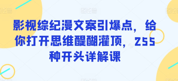 影视综纪漫文案引爆点，给你打开思维醍醐灌顶，255种开头详解课-副业资源站 | 数域行者