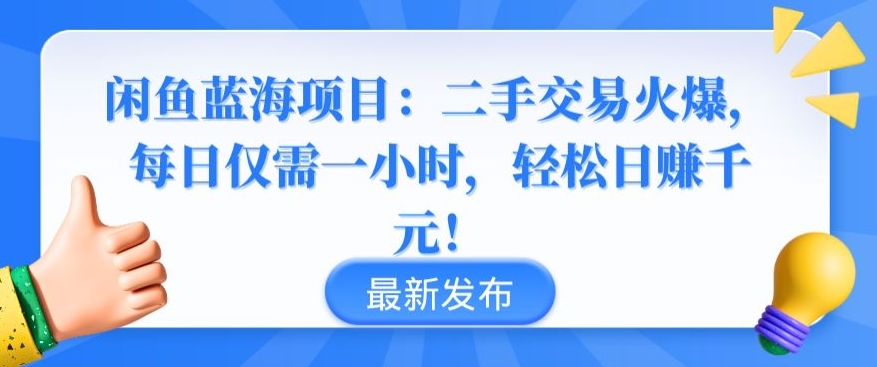 闲鱼蓝海项目：二手交易火爆，每日仅需一小时，轻松日赚千元【揭秘】-副业资源站 | 数域行者