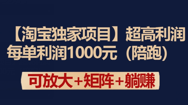 【淘宝独家项目】超高利润：每单利润1000元【揭秘】-副业资源站 | 数域行者