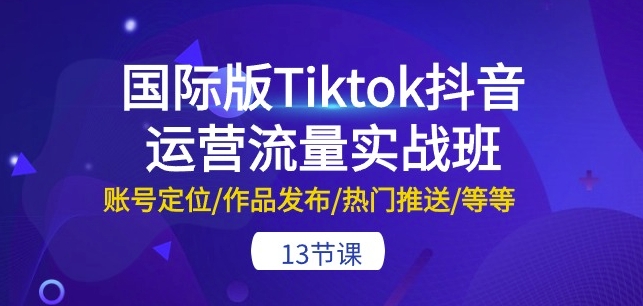 国际版Tiktok抖音运营流量实战班：账号定位/作品发布/热门推送/等等-13节-副业资源站 | 数域行者