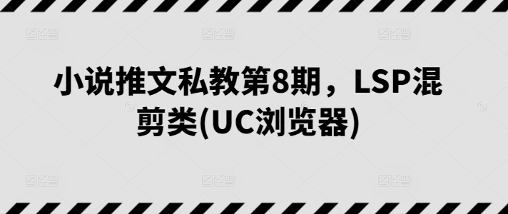 小说推文私教第8期，LSP混剪类(UC浏览器)-副业资源站 | 数域行者