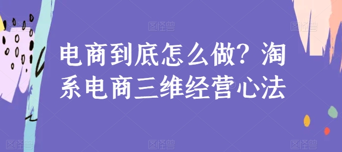 电商到底怎么做？淘系电商三维经营心法-副业资源站 | 数域行者