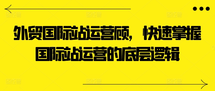 外贸国际站运营顾问，快速掌握国际站运营的底层逻辑-副业资源站 | 数域行者