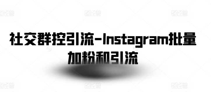 社交群控引流-Instagram批量加粉和引流-副业资源站 | 数域行者