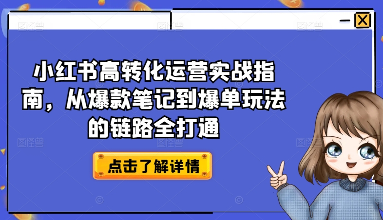 小红书高转化运营实战指南，从爆款笔记到爆单玩法的链路全打通-副业资源站 | 数域行者