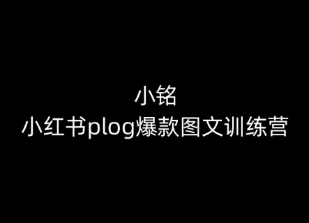 小铭-小红书plog爆款图文训练营，教你从0-1做小红书-副业资源站 | 数域行者