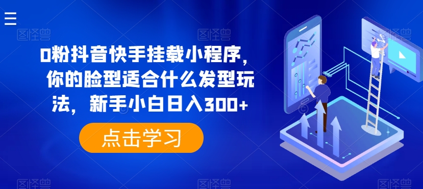 0粉抖音快手挂载小程序，你的脸型适合什么发型玩法，新手小白日入300+【揭秘】-副业资源站 | 数域行者