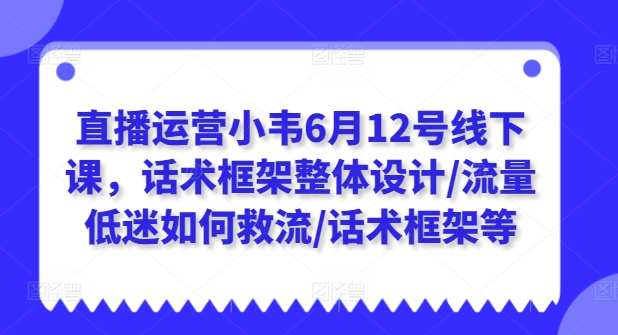 直播运营小韦6月12号线下课，话术框架整体设计/流量低迷如何救流/话术框架等-副业资源站 | 数域行者