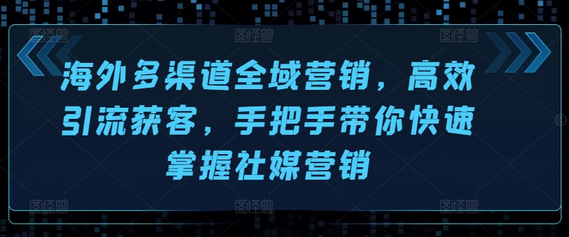 海外多渠道全域营销，高效引流获客，手把手带你快速掌握社媒营销-副业资源站 | 数域行者