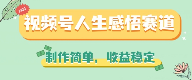 视频号人生感悟赛道，制作简单，收益稳定【揭秘】-副业资源站 | 数域行者