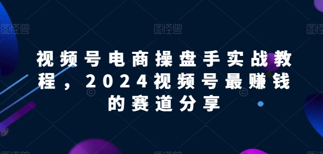 视频号电商实战教程，2024视频号最赚钱的赛道分享-副业资源站 | 数域行者