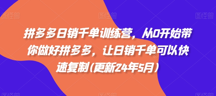 拼多多日销千单训练营，从0开始带你做好拼多多，让日销千单可以快速复制(更新24年5月)-副业资源站 | 数域行者