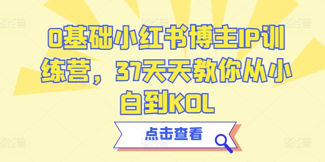 0基础小红书博主IP训练营，37天天教你从小白到KOL-副业资源站 | 数域行者