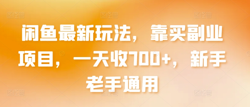 闲鱼最新玩法，靠买副业项目，一天收700+，新手老手通用【揭秘】-副业资源站 | 数域行者