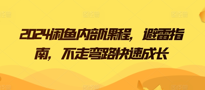 2024闲鱼内部课程，避雷指南，不走弯路快速成长-副业资源站 | 数域行者