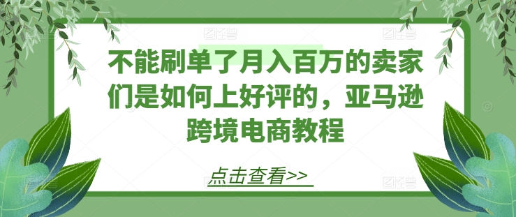 不能刷单了月入百万的卖家们是如何上好评的，亚马逊跨境电商教程-副业资源站 | 数域行者