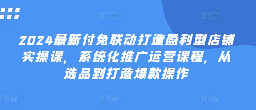 2024最新付免联动打造盈利型店铺实操课，​系统化推广运营课程，从选品到打造爆款操作-副业资源站 | 数域行者