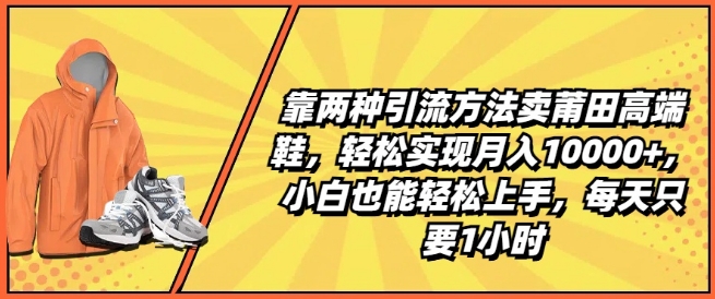 靠两种引流方法卖莆田高端鞋，轻松实现月入1W+，小白也能轻松上手，每天只要1小时【揭秘】-副业资源站 | 数域行者