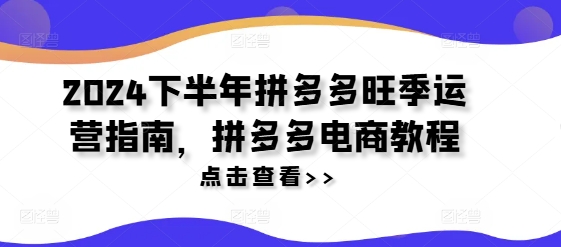 2024拼多多下半年爆单秘籍：旺季运营全攻略&电商实战教程-副业资源站 | 数域行者