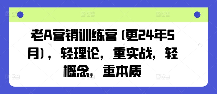 老A营销训练营(更24年6月)，轻理论，重实战，轻概念，重本质-副业资源站 | 数域行者