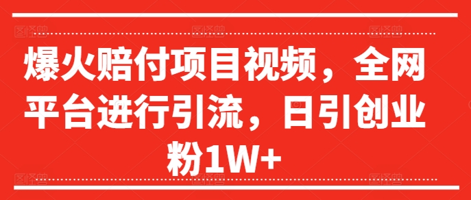 日赚万粉秘籍：爆火赔付项目视频，全网霸屏引流大法揭秘-副业资源站 | 数域行者