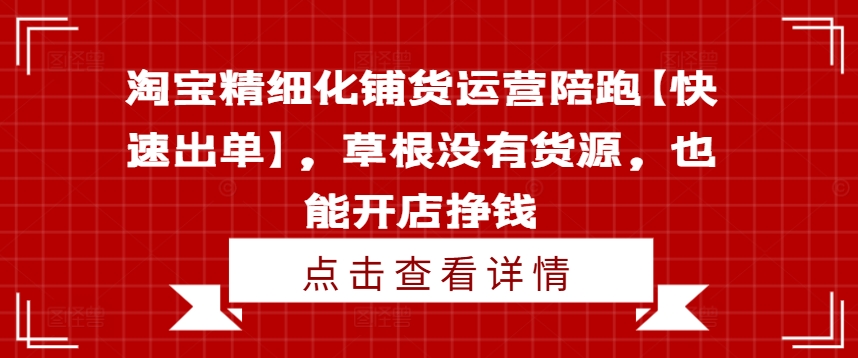 淘宝零货源精细化铺货秘籍：草根店主陪跑速盈，轻松开店赚翻天-副业资源站 | 数域行者