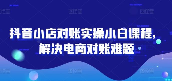 抖音小店对账秘籍：小白秒变高手，电商对账难题一网打尽-副业资源站 | 数域行者