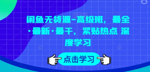 闲鱼无货源-高级班，最全·最新·最干，紧贴热点 深度学习-副业资源站 | 数域行者