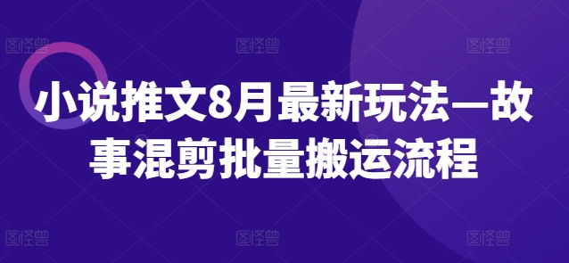 小说推文8月最新玩法—故事混剪批量搬运流程-副业资源站 | 数域行者