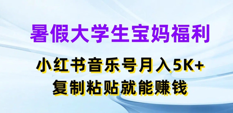 暑假大学生宝妈福利，小红书音乐号月入5000+，复制粘贴就能赚钱【揭秘】-副业资源站 | 数域行者