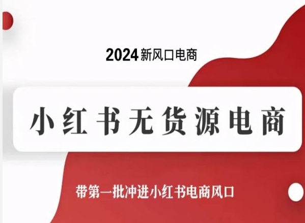 2024新风口电商，小红书无货源电商，带第一批冲进小红书电商风口-副业资源站 | 数域行者