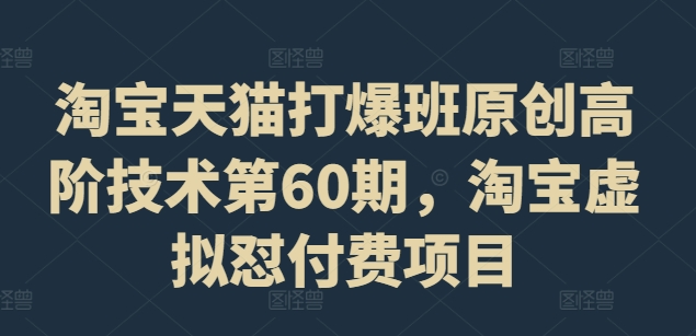 淘宝天猫爆单秘籍：第60期原创高阶技术揭秘，虚拟商品付费项目实战攻略-副业资源站 | 数域行者