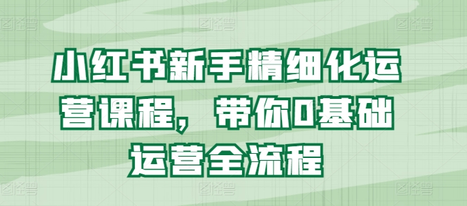 小红书新手精细化运营课程，带你0基础运营全流程-副业资源站 | 数域行者