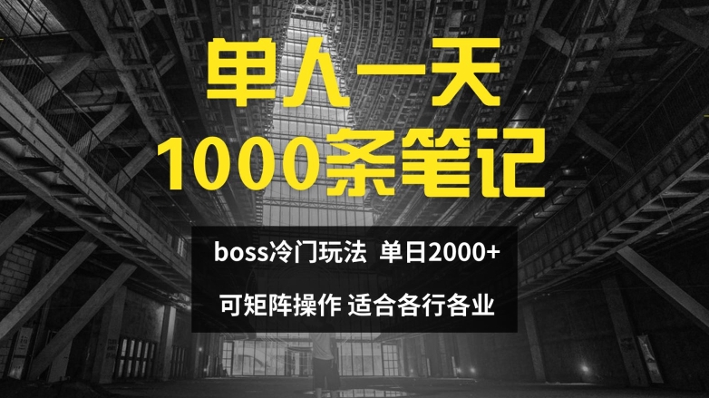 BOSS直聘日赚秘籍：单人狂刷千条笔记，日入破两千实战技巧大公开-副业资源站 | 数域行者