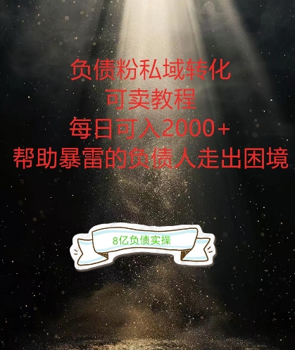 负债粉掘金计划，帮助负债者解决问题，债务规划，债务重组，最好的变现方式【揭秘】-副业资源站 | 数域行者