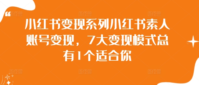 小红书变现系列小红书素人账号变现，7大变现模式总有1个适合你-副业资源站 | 数域行者