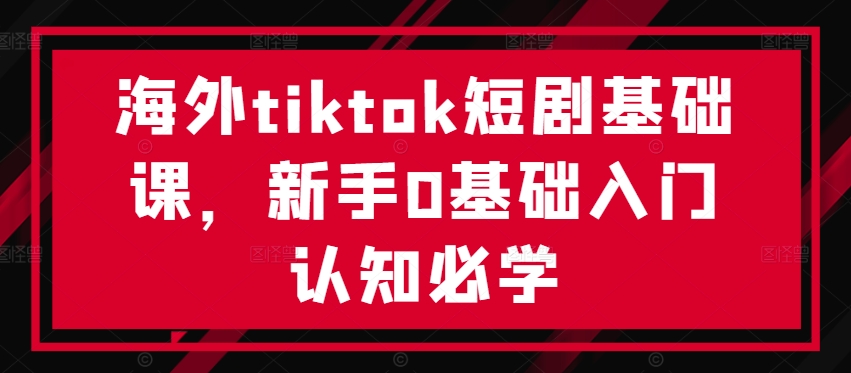 海外tiktok短剧基础课，新手0基础入门认知必学-副业资源站 | 数域行者