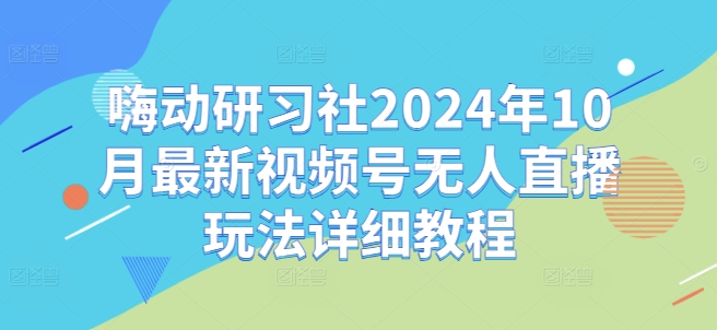 嗨动研习社2024年10月最新视频号无人直播玩法详细教程-副业资源站 | 数域行者