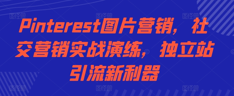 Pinterest图片营销，社交营销实战演练，独立站引流新利器-副业资源站 | 数域行者