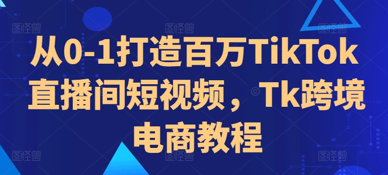 从0-1打造百万TikTok直播间短视频，Tk跨境电商教程-副业资源站 | 数域行者