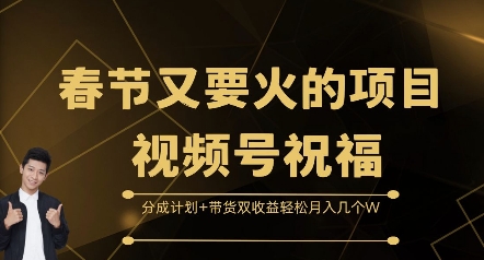 春节又要火的项目视频号祝福，分成计划+带货双收益，轻松月入几个W【揭秘】-副业资源站 | 数域行者