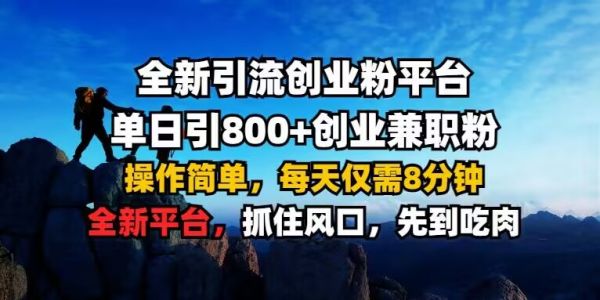 全新引流创业粉平台 单日引800+，创业兼职粉，操作简单，每天仅需8分钟【仅揭秘】-副业资源站 | 数域行者